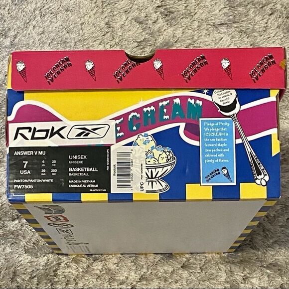 RARE Reebok x BBC Pharrell Ice Cream Answer 5 Mu Cherry Sneakers NWT Mens 7 - Picture 7 of 16